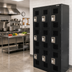 Thumbnail image #2 for Omcan USA 3-Tier 3-Bank Black Locker with Mesh Doors, 9 Compartments