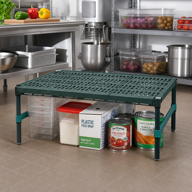 Product image #2 for QuadPlus Mobile Dunnage Rack with 3-Sided Frame, 30 x 24 x 14 in., 800 lb Capacity