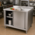 Thumbnail image #2 for 72 Inch Stainless Steel Cabinet Base Work Table with Sliding Doors, Middle Shelf, and 2 Inch Rear Up-Turn