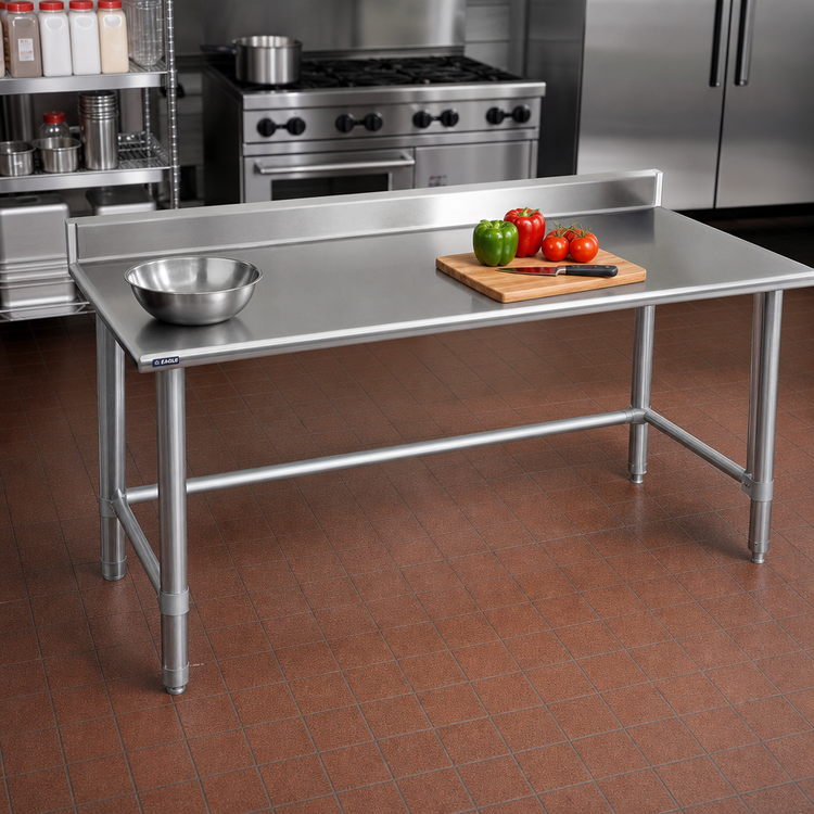 Product image #2 for Eagle Spec-Master 84" x 24" Stainless Steel Work Table with 4-1/2" Backsplash and Tubular Base
