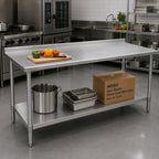 Thumbnail image #2 for Eagle Group Spec-Master UT2460SE 60-Inch x 24-Inch Stainless Steel Work Table with 14-Gauge 300 Series Top, Undershelf, and Rear Up-Turn