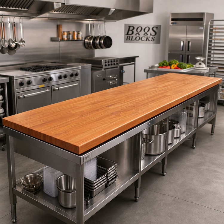 Product image #2 for John Boos Boos Block American Cherry Blended Edge Grain Kitchen Countertop, 144 x 30 x 1-1/2 Inch