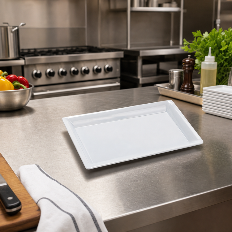 Product image #2 for Endurance 12 x 7 Inch Rectangular Break-Resistant White Melamine Platter