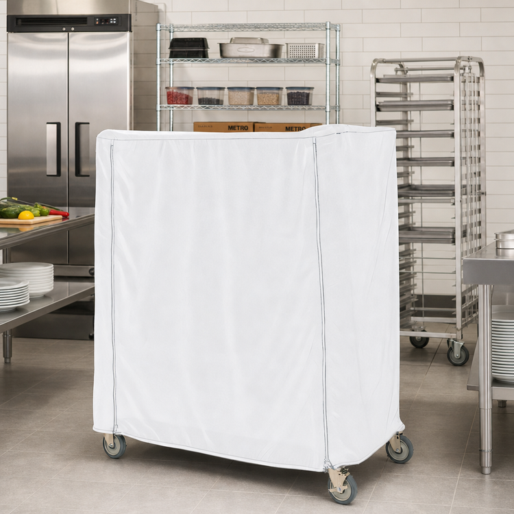 Product image #2 for Metro 48 x 21 x 62 Inch Banquet Cart Cover, Uncoated Knitted Polyester, White