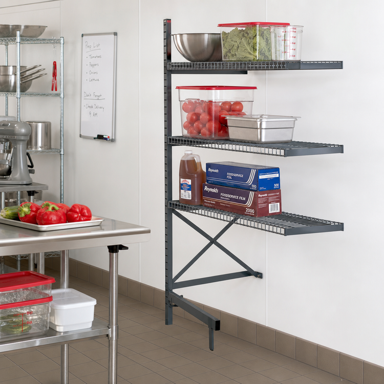 Product image #2 for Metro SmartLever 76-3/8-Inch High Add-On Cantilevered Shelving Kit for 42W x 21D Shelves