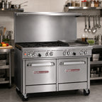 Thumbnail image #2 for Southbend (Middleby) Ultimate 4482EE-2T 48-Inch Gas Restaurant Range with 4 Open Burners, 24-Inch Thermostatic Griddle, 2 Ovens
