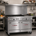 Thumbnail image #2 for Southbend Ultimate 48-Inch Gas Restaurant Range with 4 Non-Clog Burners, 24-Inch Thermostatic Griddle, and 2 Space Saver Ovens