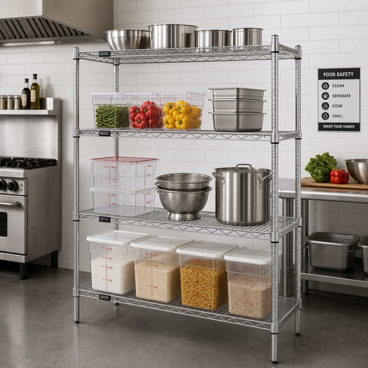 Product image #2 for Quantum 72"W x 12"D x 86"H Wire Shelving Starter Kit, Stationary, 304 Stainless Steel