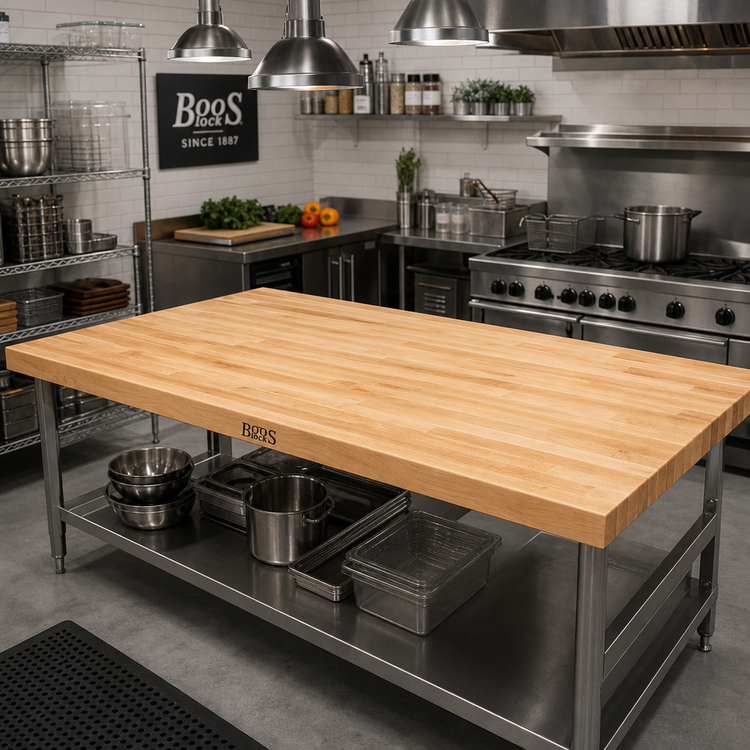 Product image #2 for John Boos Boos Block 60-Inch x 32-Inch Northern Hard Rock Maple Blended Edge Grain Kitchen Countertop, Varnique Finish