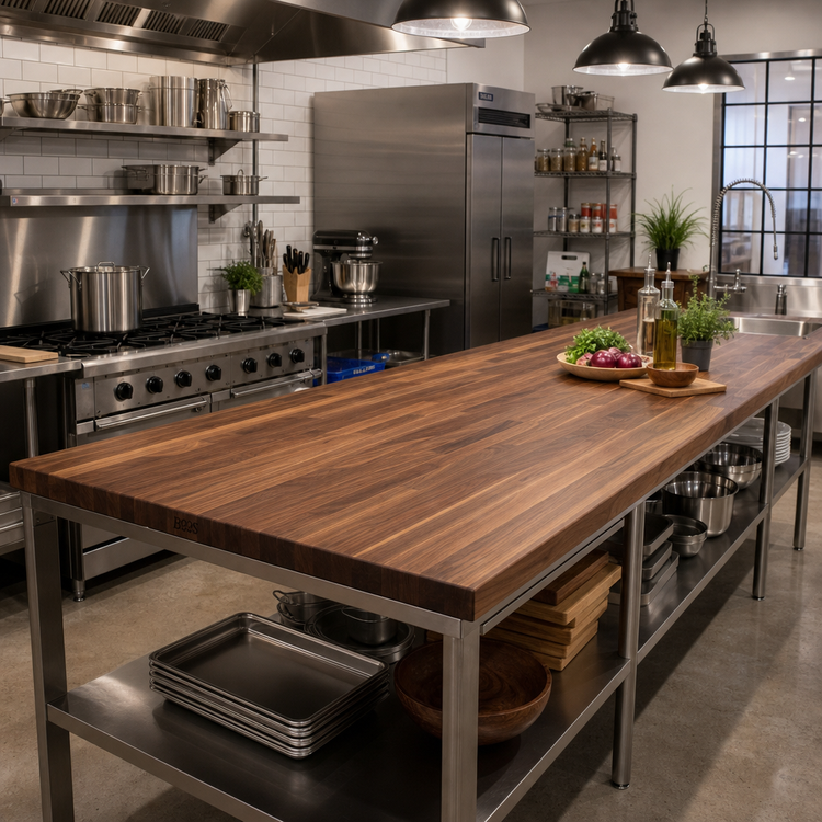 Product image #2 for Boos Block American Black Walnut Kitchen Countertop, Blended Edge Grain, 144" x 38" x 1-1/2" Thick, Varnique Finish