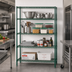 Thumbnail image #2 for Quantum 4-Shelf Stationary Wire Shelving Starter Kit, 72W x 18D x 54H, Green Epoxy Coated