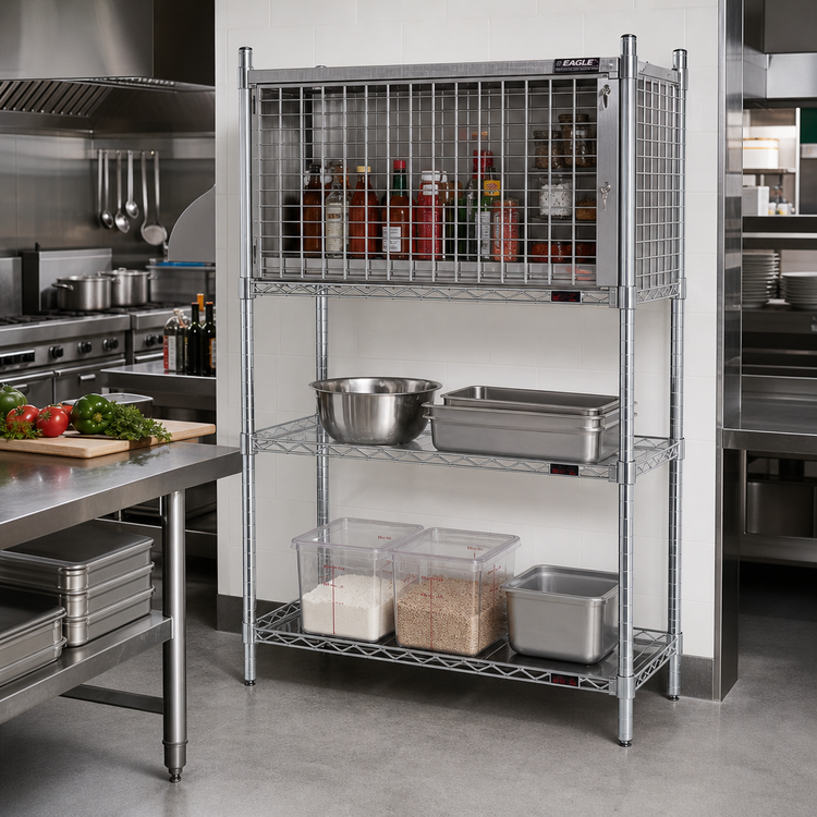 Product image #2 for Eagle Group 48"W x 18"D Security Enclosure Kit with Flip-Up Door, Chrome Finish