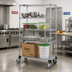 Thumbnail image #2 for Quantum 36-Inch x 18-Inch x 80-Inch Chrome Plated Mobile Wire Shelving Cart with 4 Shelves