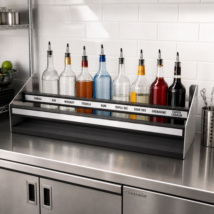 Product image #2 for Glastender 36-Inch Double Speed Rail with Clear Label Cover, Stainless Steel