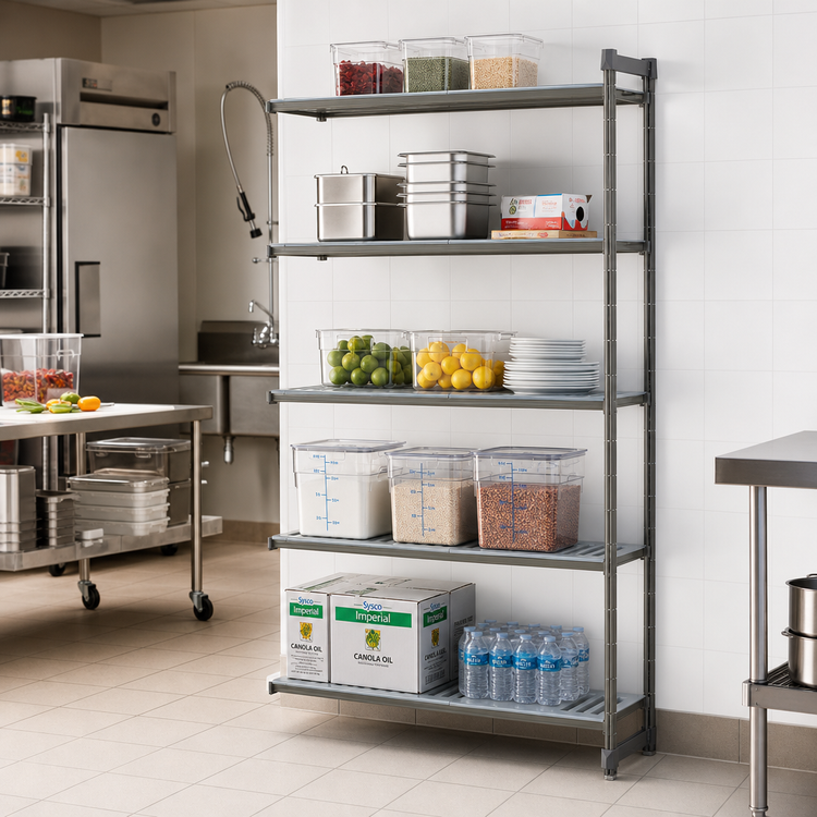 Product image #2 for Cambro Camshelving Basics Plus 5-Tier Stationary Add-On Shelving Unit, 18 x 30 x 84 Inches, Brushed Graphite