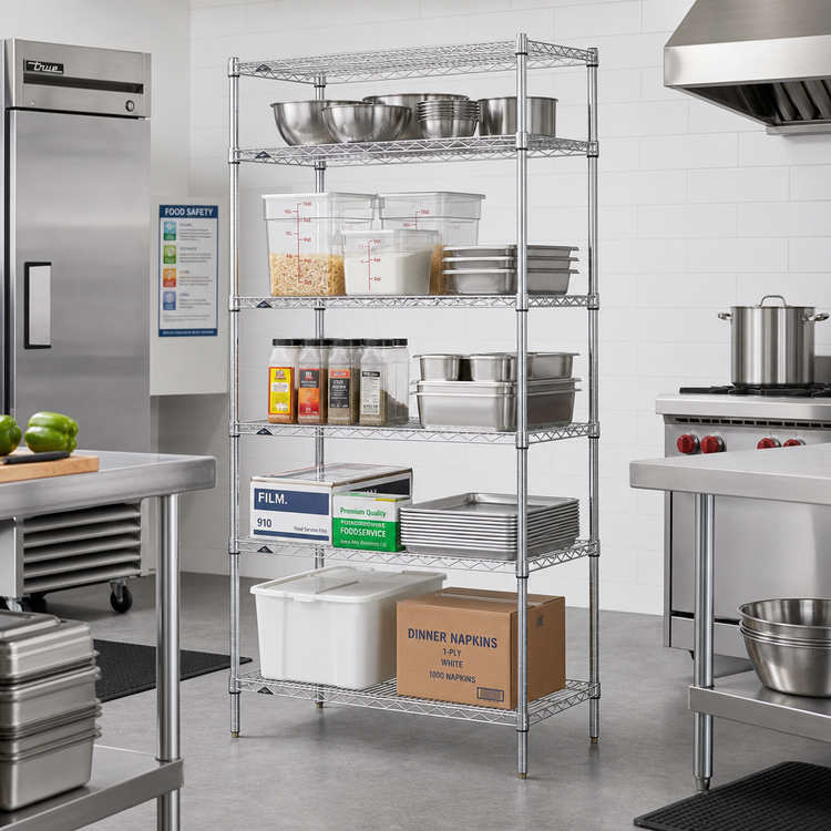 Product image #2 for Metro Super Erecta 5-Shelf Stationary Starter Wire Shelving Unit, 36-Inch x 18-Inch x 74-Inch, Chrome Plated