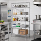 Thumbnail image #2 for Metro Super Erecta 5N337C 5-Shelf Stationary Starter Wire Shelving Unit, 36"W x 18"D x 74"H, Chrome Plated