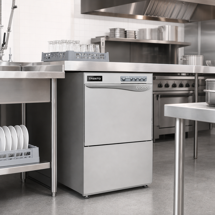 Product image #2 for Trento Kromo High-Temperature Undercounter Door-Type Dishwasher with Booster Heater, 30 Racks/Hour