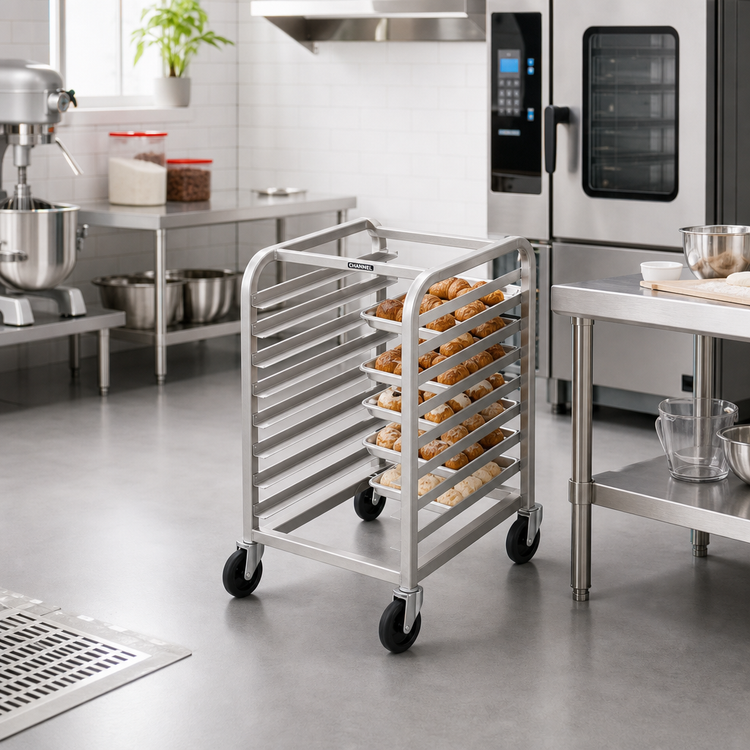 Product image #2 for Half-Height Stainless Steel End-Load Bun Pan Rack, 9 Full-Size / 18 Half-Size Pan Capacity