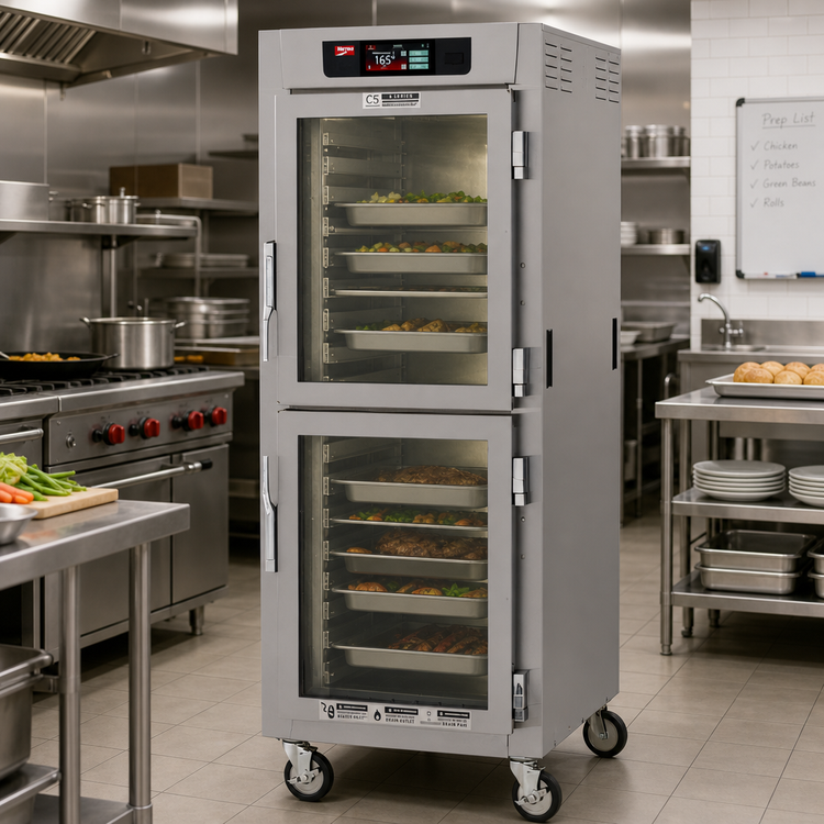 Product image #2 for Metro C5 8 Series Full-Height Pass-Thru Controlled Temperature Holding Cabinet with Dutch Doors, 17 Pan Capacity, 120V