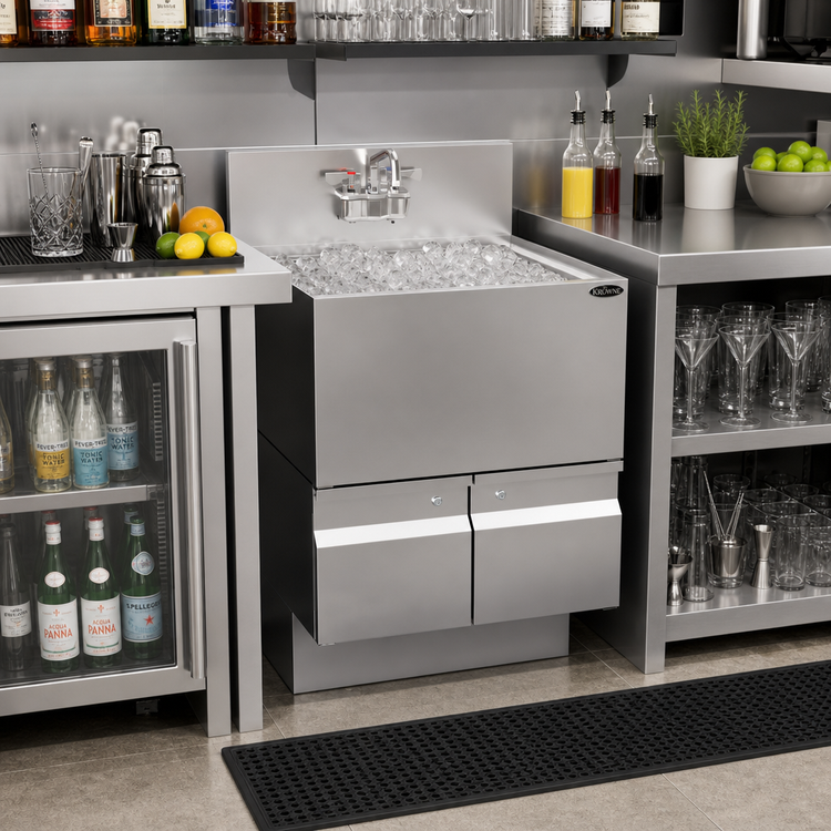 Product image #2 for Krowne Alchemy Series Stainless Steel Underbar Ice Bin/Cocktail Unit, 24 x 24 Inches, 92-Lb Capacity