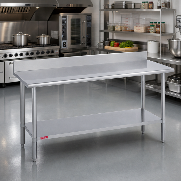 Product image #2 for Duke Manufacturing 72-Inch x 36-Inch Stainless Steel Work Table with 5-Inch Riser and Undershelf
