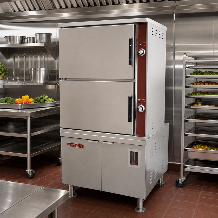 Product image #2 for Crown GCX-24 Two-Compartment Full-Size Gas Boiler-Based Convection Steamer