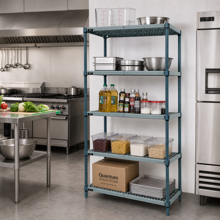 Product image #2 for Quantum 24 x 24 x 74 Inch 5-Tier Stationary Wire Shelving Unit with Plastic Mats