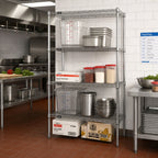 Thumbnail image #2 for Quantum WR63-1830S 30"W x 18"D x 63"H Stainless Steel Stationary Wire Shelving Starter Kit, 4 Shelves
