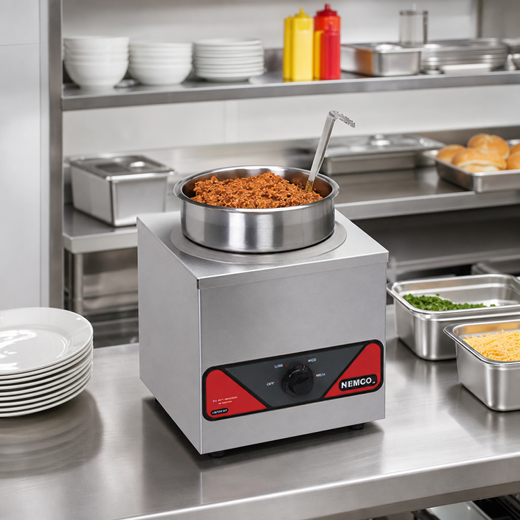 Product image #2 for Nemco 4 Quart Single Well Countertop Food Warmer, Wet Operation, 220V