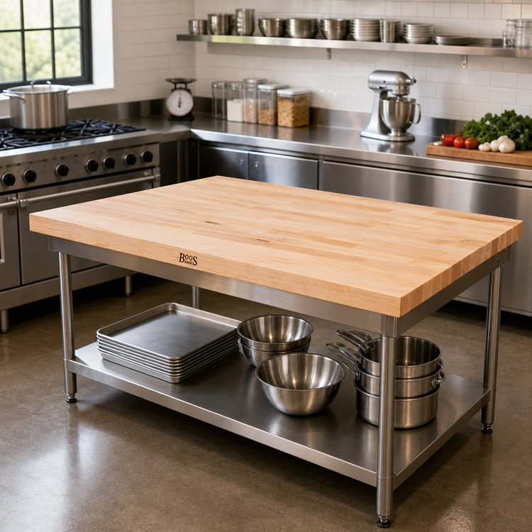 Product image #2 for John Boos 48 Inch x 24 Inch Edge Grain Laminated Maple Bakers' Table Top with Penetrating Oil Finish