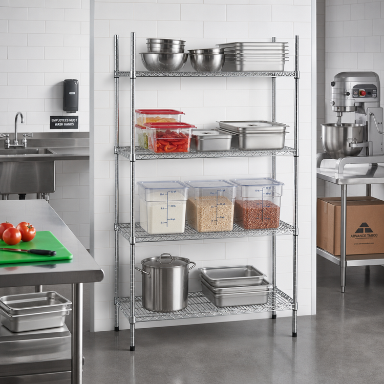 Product image #2 for Advance Tabco Special Value Series 4-Shelf Stationary Wire Shelving Unit, 60 x 18 x 74 Inches, Chrome Finish