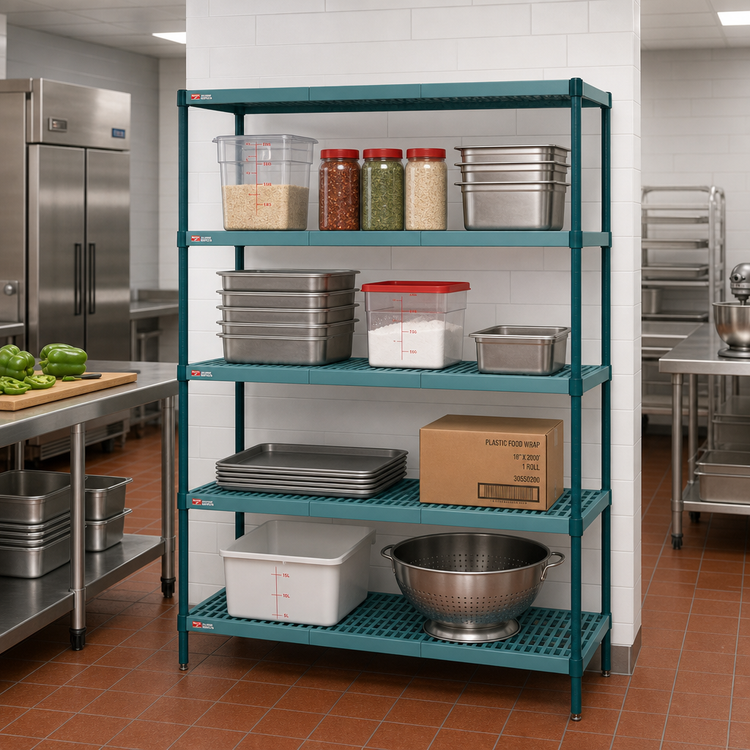 Product image #2 for Metro Super Erecta Pro Stationary Louvered Polymer Shelving Starter Unit, 24 x 60 x 74 Inches, 4 Shelves