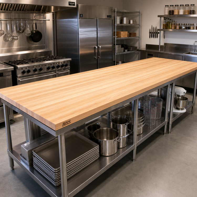 Product image #2 for John Boos Boos Block 108 x 32 x 3 Inch Kitchen Countertop, Edge Grain Maple, Varnique Finish