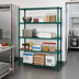 Thumbnail image #2 for Quantum Stationary Wire Shelving Starter Kit, 72W x 14D x 74H, 5 Shelves, Green Epoxy