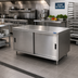 Thumbnail image #2 for BK Resources Dual Access Chef Table Cabinet Base Enclosed Work Table with Sliding Doors on Both Sides, 48 x 30 x 34-3/4 Inches, 304 Stainless Steel