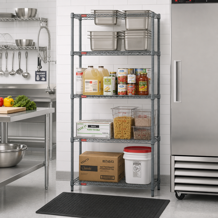 Product image #2 for Eagle Group Valu-Master 4-Tier Stationary Starter Wire Shelving Unit, 24W x 18D x 63H, Pewter Gray Epoxy Finish