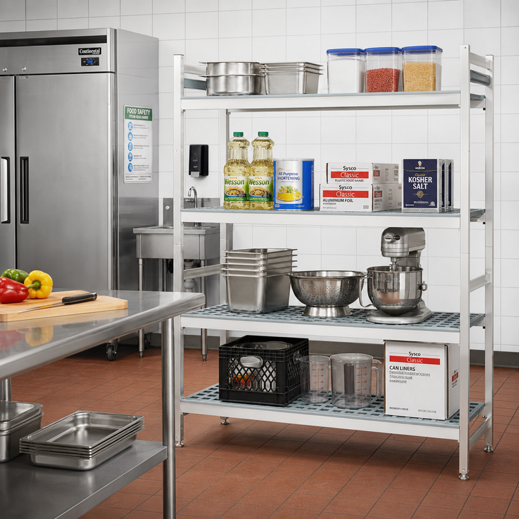 Product image #2 for Fermostock 4-Tier Starter Shelving Unit with Removable Polymer Inserts, 64 x 22 x 66 Inches