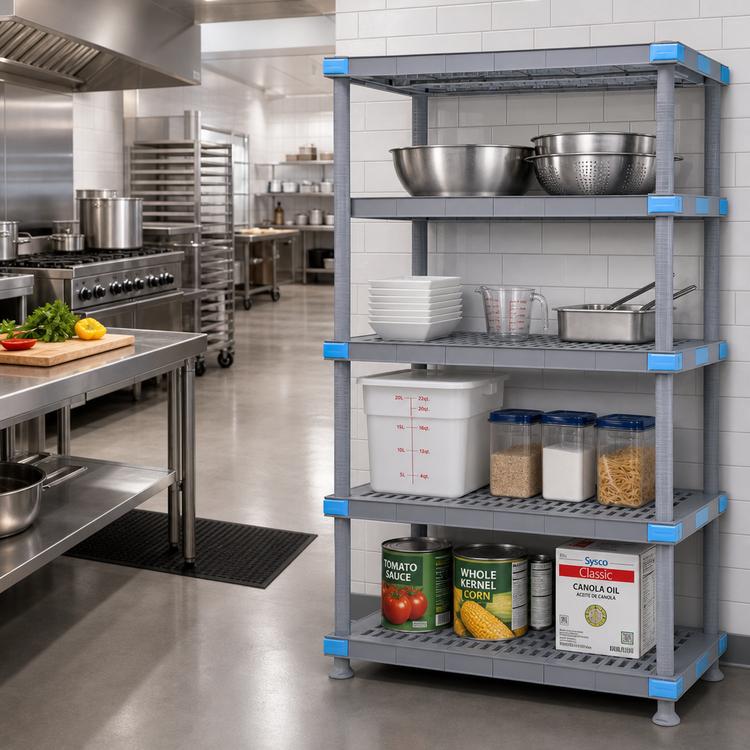 Product image #2 for Millenia 60"W x 21"D x 74"H Polymer Starter Shelving Unit with 4 Open Grid Shelves