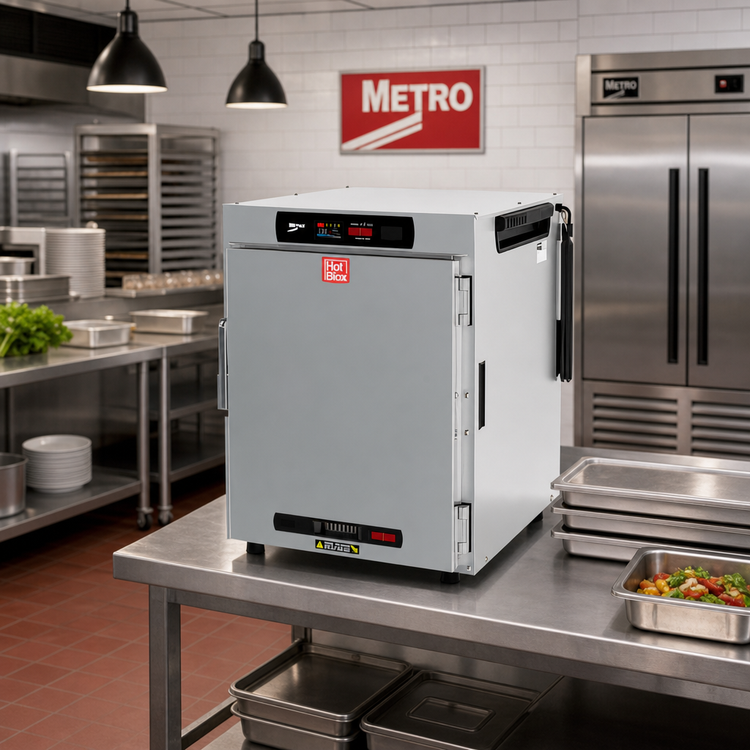 Product image #2 for Metro HotBlox Wide 8-Pan Pass-Thru Insulated Holding Cabinet, Digital Touchscreen, Solid Doors, Countertop/Stacking