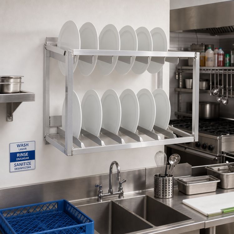 Product image #2 for New Age Wall-Mounted Aluminum Dish Rack Holder, 29 x 18 x 22-1/2 Inches, Holds 6 Racks
