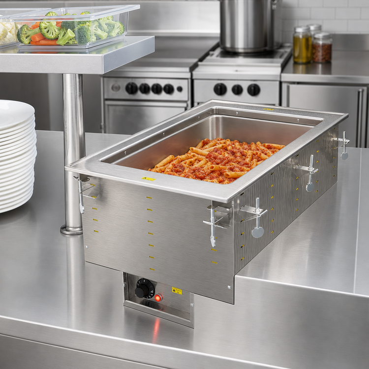 Product image #2 for Vollrath Drop-In Electric Hot Food Well Unit, 1 Full-Size Pan, Insulated Stainless Steel, Wet Operation, 120V