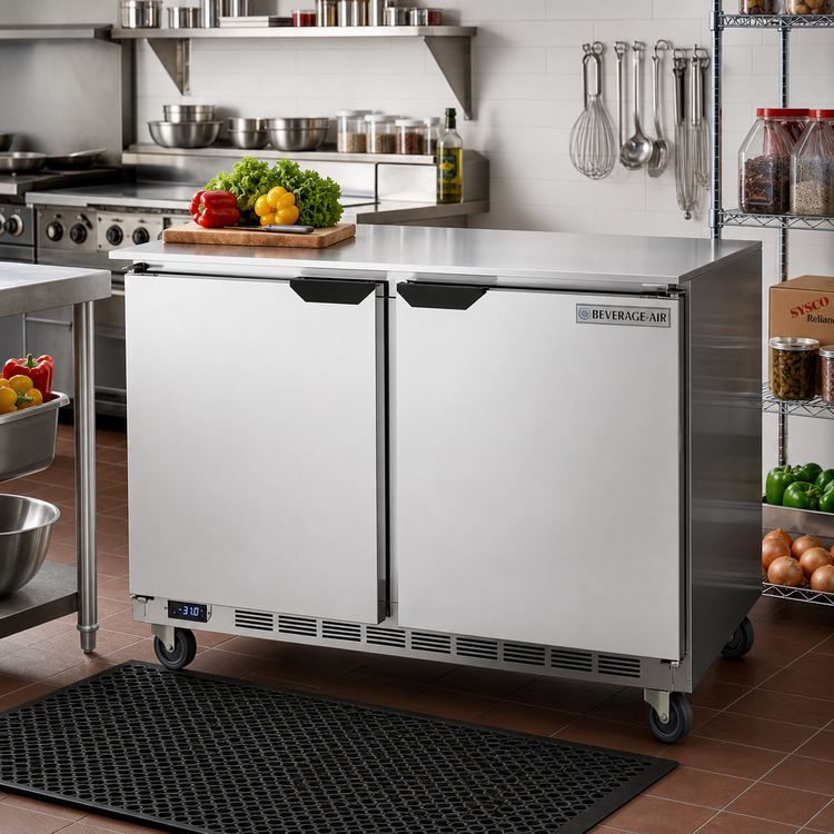 Product image #3 for Beverage-Air 48-Inch Two-Section Undercounter Refrigerator, 11.82 Cu. Ft., Rear-Mounted Self-Contained, Stainless Steel