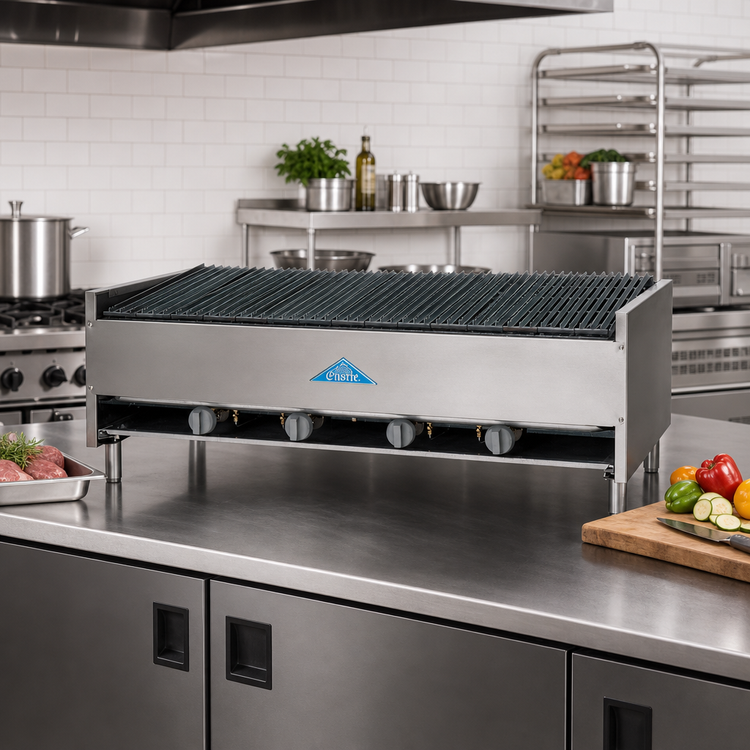 Product image #2 for Comstock-Castle Castle Series 48-Inch Countertop Gas Char-Broiler with Lava Rock and Cast Iron Grates