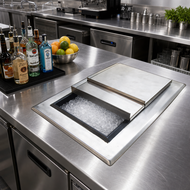 Product image #2 for BK Resources 34-Inch Drop-In Ice Bin with Sliding Cover, Without Cold Plate