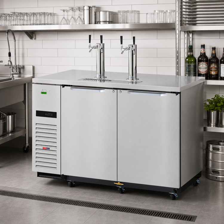 Product image #2 for Turbo Air Super Deluxe Two-Door Beer Dispenser with Self-Cleaning Condenser, 2 Half-Barrel Keg Capacity