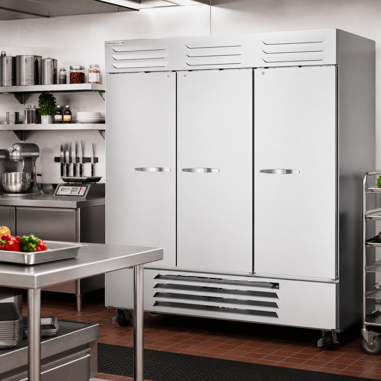 Product image #2 for Beverage-Air Vista® 3-Section Bottom-Mount Reach-In Freezer with Solid Doors, 75" W, 68.43 Cu. Ft.