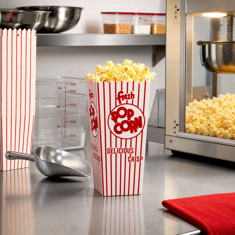 Product image #2 for Benchmark 2.5 oz Tapered Popcorn Scoop Box, 4 x 4 x 8 Inches, 500-Count Case