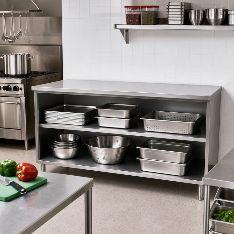 Product image #2 for Spec-Master Open Front Plate Cabinet, 60 Inch W x 15 Inch D, Stainless Steel