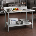 Thumbnail image #2 for Eagle Group Spec-Master T2484E-BS 84-Inch x 24-Inch 14-Gauge Stainless Steel Work Table with 4-1/2-Inch Backsplash and Galvanized Undershelf
